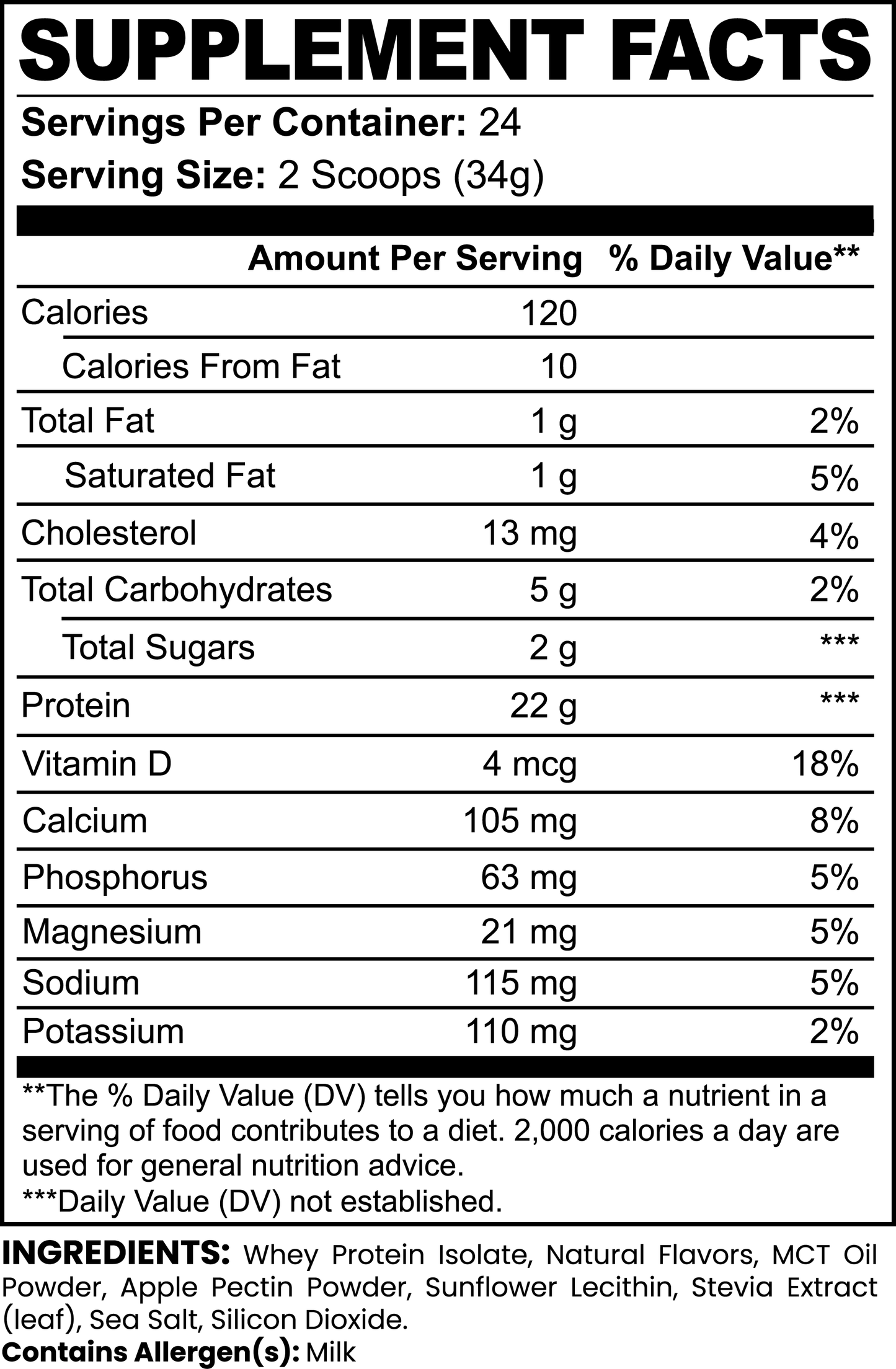 100% WHEY PROTEIN ISOLATE POWDER - VANILLA